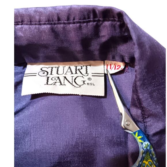 VINTAGE Blouse Top M/L Iridescent Purple Retro Office Career Special Event‎ VTG - Picture 7 of 10